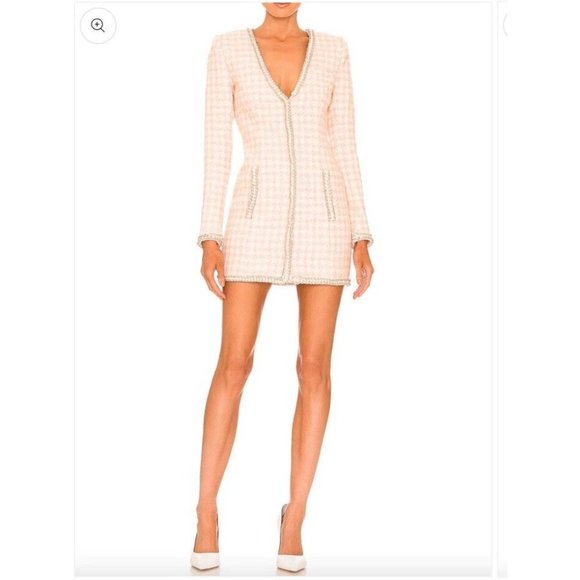 ASSIGNMENT Bridgette Mini Dress Pink Dress Check Tweed
